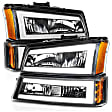 111501 Driver and Passenger Side Halogen Headlight, Without bulb(s), Clear Lens, Black Interior, Crystal Series