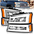 111502 Driver and Passenger Side Halogen Headlight, With bulb(s), Clear Lens, Chrome Interior, Crystal Series