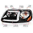 111503 Driver and Passenger Side LED Headlight, With bulb(s), Clear Lens, Black Interior, Projector Series