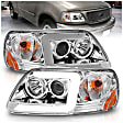 111504 Driver and Passenger Side LED Headlight, With bulb(s), Clear Lens, Chrome Interior, Projector Series