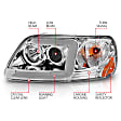 111504 Driver and Passenger Side LED Headlight, With bulb(s), Clear Lens, Chrome Interior, Projector Series