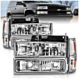 111506 Driver and Passenger Side Halogen Headlight, With bulb(s), Clear Lens, Chrome Interior, Crystal Series