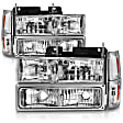 111506 Driver and Passenger Side Halogen Headlight, With bulb(s), Clear Lens, Chrome Interior, Crystal Series