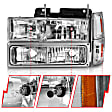 111506 Driver and Passenger Side Halogen Headlight, With bulb(s), Clear Lens, Chrome Interior, Crystal Series