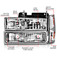 111506 Driver and Passenger Side Halogen Headlight, With bulb(s), Clear Lens, Chrome Interior, Crystal Series