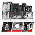 111506 Driver and Passenger Side Halogen Headlight, With bulb(s), Clear Lens, Chrome Interior, Crystal Series