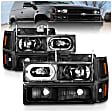 111507 Driver and Passenger Side Halogen Headlight, With bulb(s), Clear Lens, Black Interior, Crystal Series