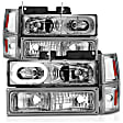 111508 Driver and Passenger Side Halogen Headlight, With bulb(s), Clear Lens, Chrome Interior, Crystal Series