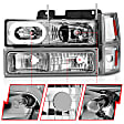 111508 Driver and Passenger Side Halogen Headlight, With bulb(s), Clear Lens, Chrome Interior, Crystal Series