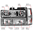 111508 Driver and Passenger Side Halogen Headlight, With bulb(s), Clear Lens, Chrome Interior, Crystal Series
