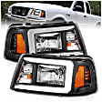 111511 Driver and Passenger Side Halogen Headlight, With bulb(s), Clear Lens, Black Interior, Crystal Series
