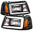 111511 Driver and Passenger Side Halogen Headlight, With bulb(s), Clear Lens, Black Interior, Crystal Series
