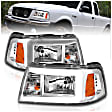 111512 Driver and Passenger Side LED Headlight, With bulb(s), Clear Lens, Chrome Interior, Crystal Series