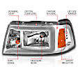 111512 Driver and Passenger Side LED Headlight, With bulb(s), Clear Lens, Chrome Interior, Crystal Series