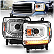 111514 Driver and Passenger Side Halogen Headlight, With bulb(s), Clear Lens, Chrome Interior, Projector Series
