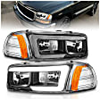 111522 Driver and Passenger Side Halogen Headlight, With bulb(s), Clear Lens, Black Interior, Projector Series
