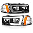 111522 Driver and Passenger Side Halogen Headlight, With bulb(s), Clear Lens, Black Interior, Projector Series