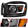 111524 Driver and Passenger Side Halogen Headlight, With bulb(s), Clear Lens, Black Interior, Crystal Series
