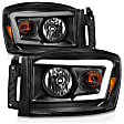 111524 Driver and Passenger Side Halogen Headlight, With bulb(s), Clear Lens, Black Interior, Crystal Series