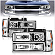 111529 Driver and Passenger Side Halogen Headlight, Without bulb(s), Clear Lens, Chrome Interior, Crystal Series