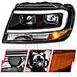 111537 Driver and Passenger Side Halogen/LED Combo Headlight, With bulb(s), Clear Lens, Black Interior, Crystal Series