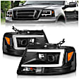 111541 Driver and Passenger Side Halogen/LED Combo Headlight, With bulb(s), Clear Lens, Black Interior, Projector Series