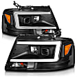 111541 Driver and Passenger Side Halogen/LED Combo Headlight, With bulb(s), Clear Lens, Black Interior, Projector Series