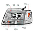 111542 Driver and Passenger Side Headlight With LED Bar, With bulb(s),  Halogen/LED Combo, Projector