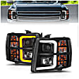 111545 Driver and Passenger Side Halogen/LED Combo Headlight, With bulb(s), Clear Lens, Black Interior, Projector Series