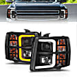 111545 Driver and Passenger Side Halogen/LED Combo Headlight, With bulb(s), Clear Lens, Black Interior, Projector Series
