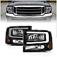 111549 Driver and Passenger Side Halogen/LED Combo Headlight, With bulb(s), Clear Lens, Chrome Interior, Projector Series