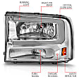 111550 Driver and Passenger Side Halogen/LED Combo Headlight, With bulb(s), Clear Lens, Chrome Interior, Crystal Series