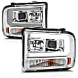 111552 Driver and Passenger Side Halogen/LED Combo Headlight, With bulb(s), Clear Lens, Chrome Interior, Projector Series