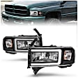 111554 Driver and Passenger Side Halogen Headlight, With bulb(s), Clear Lens, Chrome Interior, Crystal Series