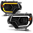 111556 Driver and Passenger Side Halogen Headlight, With bulb(s), Clear Lens, Black Interior, Projector Series