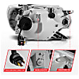 111556 Driver and Passenger Side Halogen Headlight, With bulb(s), Clear Lens, Black Interior, Projector Series