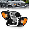 111579 Driver and Passenger Side Headlight, With bulb(s), Halogen, Extended Cab Pickup|Standard Cab Pickup