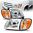 111580 Driver and Passenger Side Headlight, With bulb(s), Halogen, Extended Cab Pickup|Standard Cab Pickup