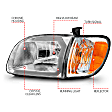 111580 Driver and Passenger Side Headlight, With bulb(s), Halogen, Extended Cab Pickup|Standard Cab Pickup
