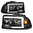 111591 Driver and Passenger Side Halogen Headlight, With bulb(s), Clear Lens, Black Interior