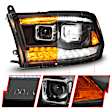 111595 Driver and Passenger Side LED Headlight, With bulb(s), Clear Lens, Black Interior, Projector Series