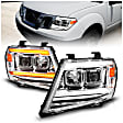 111598 Driver and Passenger Side Halogen Headlight, With bulb(s), Clear Lens, Chrome Interior, Projector Series