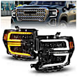 111600 Driver and Passenger Side LED Headlight, With bulb(s), Clear Lens, Black Interior