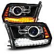 111609 Driver and Passenger Side Halogen Headlight, With bulb(s), Clear Lens, Black Interior, Projector Series