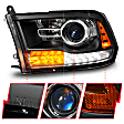 111609 Driver and Passenger Side Halogen Headlight, With bulb(s), Clear Lens, Black Interior, Projector Series