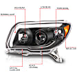 111616 Driver and Passenger Side Halogen Headlight, Without bulb(s), Clear Lens, Crystal Series