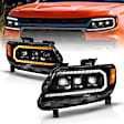 111634 Driver and Passenger Side LED Headlight, With bulb(s), Black