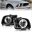 2009 Ford Mustang - Driver and Passenger Side Halogen Headlight, With bulb(s), Ccfl; Does Not Fit Models With Factory Hid Bulbs, Clear Lens, Black Interior, Halo Euro Series