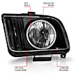 2009 Ford Mustang - Driver and Passenger Side Halogen Headlight, With bulb(s), Ccfl; Does Not Fit Models With Factory Hid Bulbs, Clear Lens, Black Interior, Halo Euro Series
