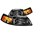 121040 Driver and Passenger Side Halogen Headlight, With bulb(s), Clear Lens, Black Interior, Crystal Series